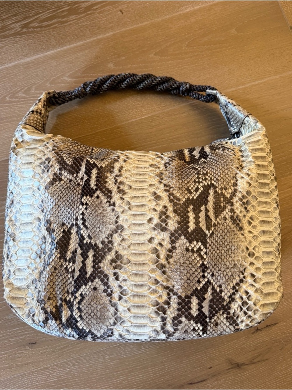 Oscar de la Renta VINTAGE python purse with beaded handle - Picture 3 of 6